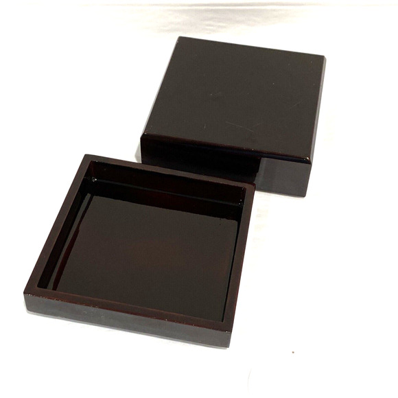 Vintage Asian lacquer ware trinket jewelry box abalone shell inlay floral design - Picture 6 of 7